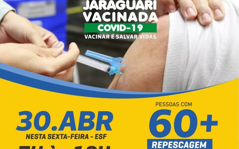 NESTA SEXTA-FEIRA - VACINAÇÃO DE PESSOAS COM 60 ANOS OU MAIS - REPESCAGEM 1ª DOSE