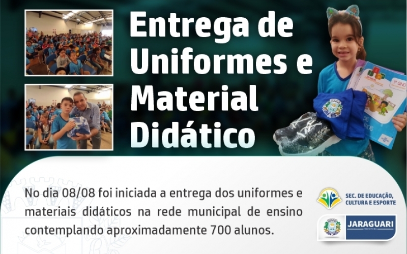Entrega de uniformes e materiais didáticos na rede municipal de ensino