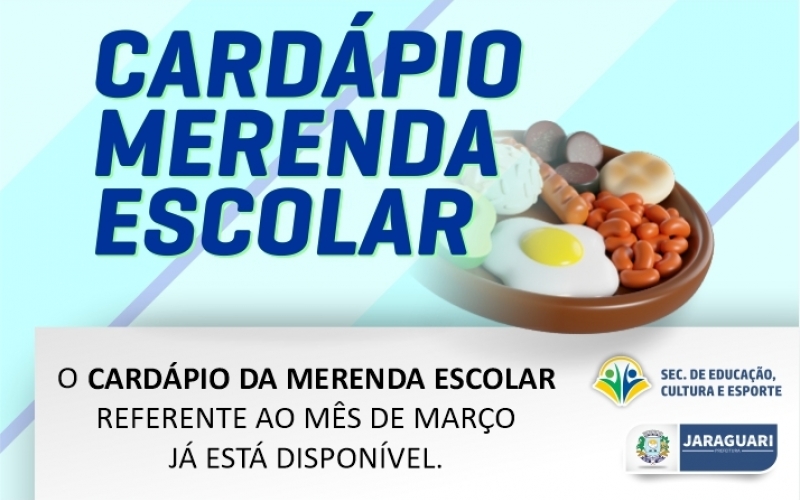 Cardápio Merenda Escolar referente ao mês de MARÇO