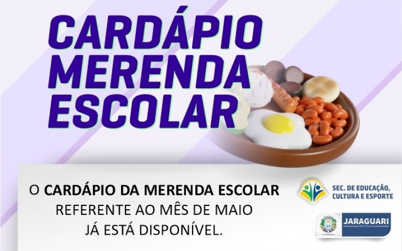 Cardápio Merenda Escolar referente ao mês de MAIO