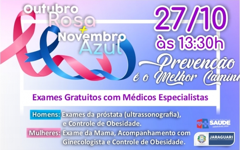 Outubro Rosa e Novembro Azul - Exames Gratuitos